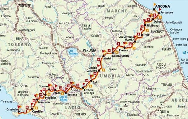 Mappa del percorso Coast to Coast